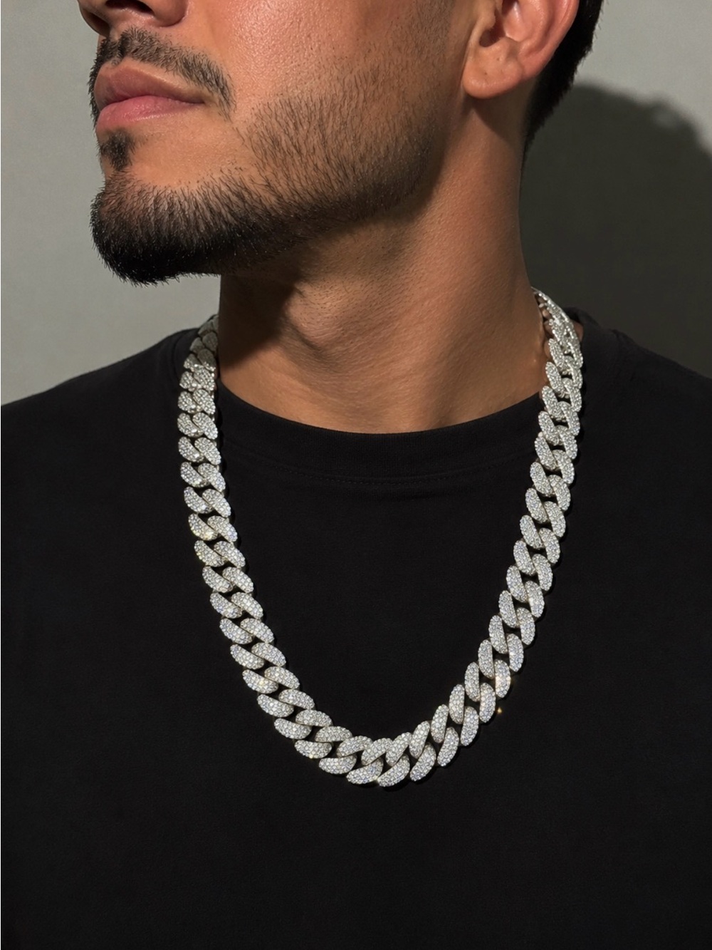 Paved Cuban Link Necklace - Sparkling Silver Tone